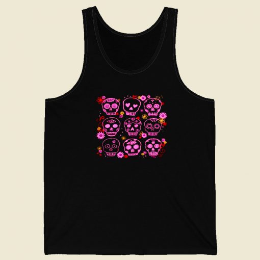 Mexican Pink Sugar Skulls Men Tank Top