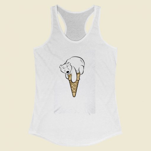 Polar Bear Ice Cream Women Racerback Tank Top