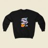 Pumpkin Black Cat Halloween 80s Fashionable Sweatshirt