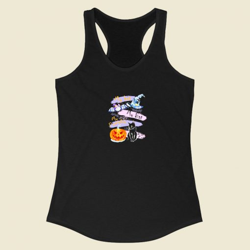 Pumpkin Black Cat Halloween Racerback Tank Top Style