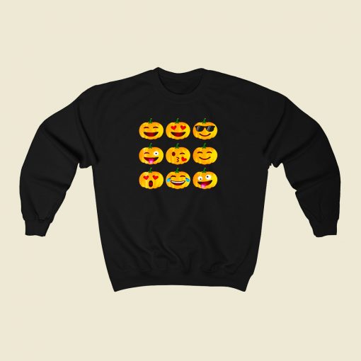 Pumpkin Emoji 80s Fashionable Sweatshirt