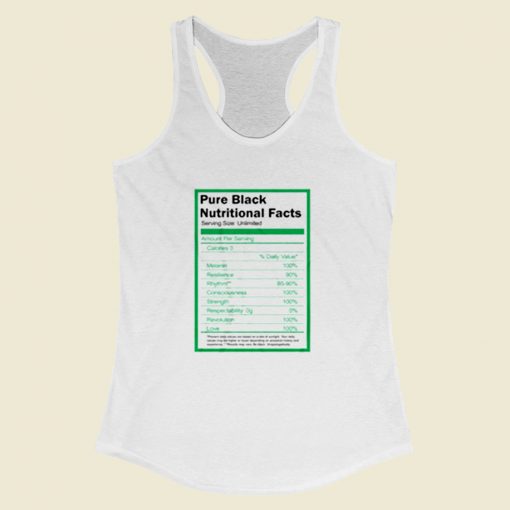 Pure Black Nutritional Facts Women Racerback Tank Top