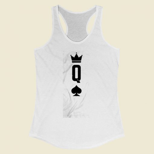 Queen Of Spades Card Matching Halloween Women Racerback Tank Top