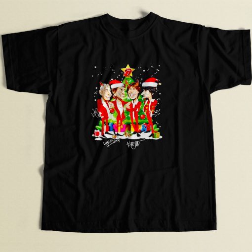 Rolling Stone Santa Christmas Tree 80s Men T Shirt