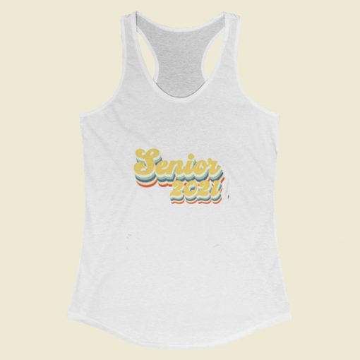 Senior 2021 Retro Graduation Women Racerback Tank Top