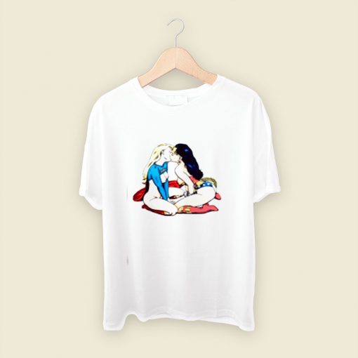 Sexy Superhero Kissing Lesbian Men T Shirt Style