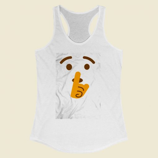 Shh Shushing Face Emoji Women Racerback Tank Top