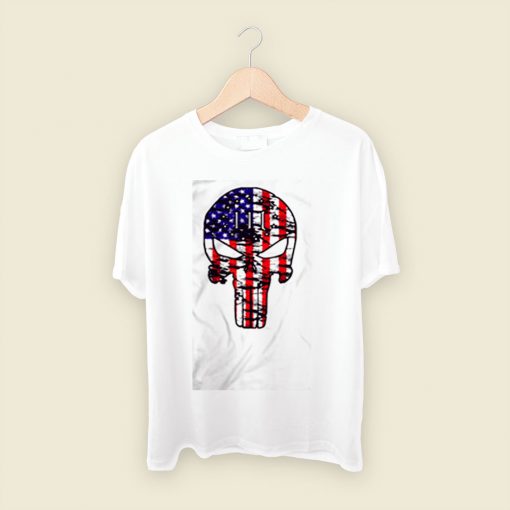 Skull American Flag Men T Shirt Style