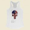 Skull American Flag Women Racerback Tank Top