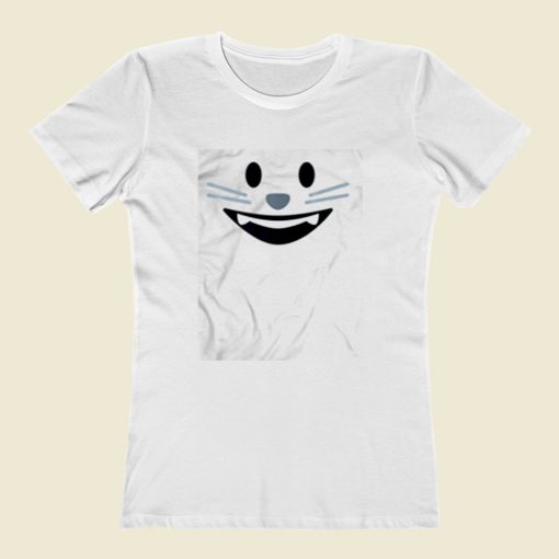 Smiling Cat Emoji Women T Shirt Style