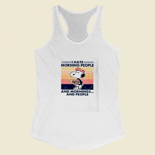 Snoopy I Hate Morning People Women Racerback Tank Top