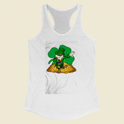 St Patricks Day Dabbing Women Racerback Tank Top