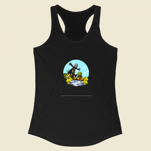 Stormtrooper And Baby Yoda Walking On The River Racerback Tank Top Style