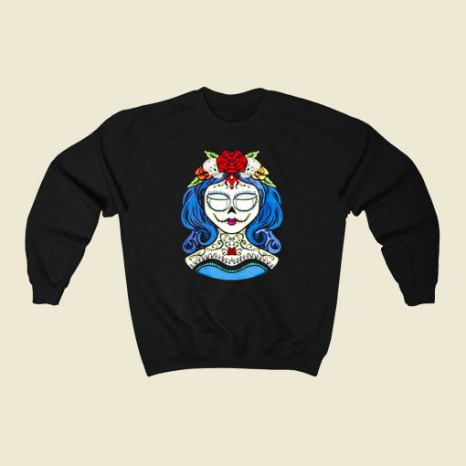 Sugar Skull Dia De Muertos 80s Fashionable Sweatshirt