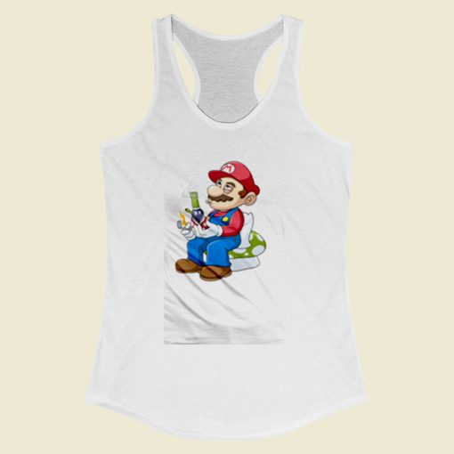 Super Mario Smoking Women Racerback Tank Top