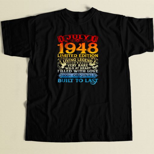 Vintage 72 Years Old July 1948 80s Men T Shirt