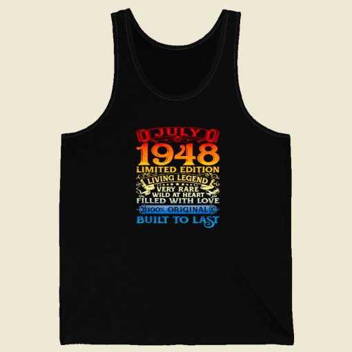 Vintage 72 Years Old July 1948 Men Tank Top