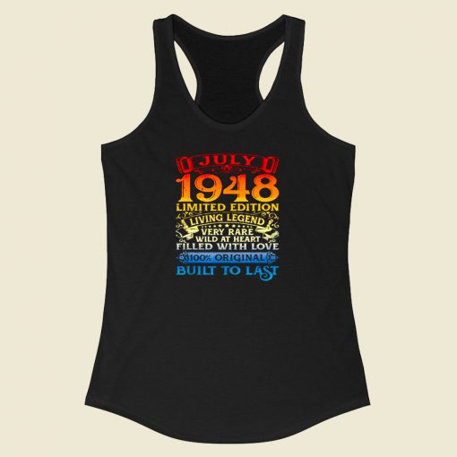 Vintage 72 Years Old July 1948 Racerback Tank Top Style