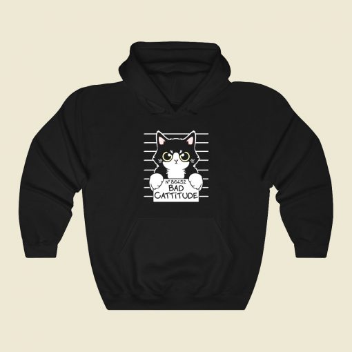 Bad Cattitude Cat Prisoner Funny Graphic Hoodie