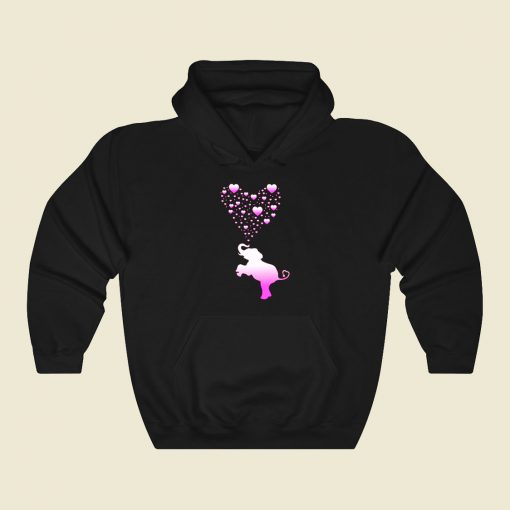 Elephant With Pink Heart Bubbles Funny Graphic Hoodie