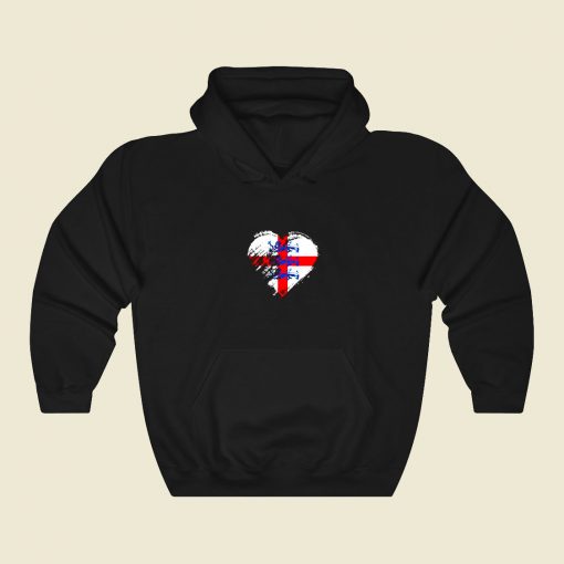 Grungy I Love England Heart Flag Funny Graphic Hoodie