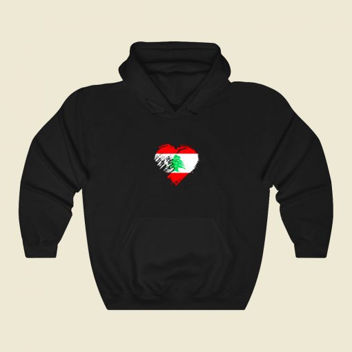 Grungy I Love Lebanon Heart Flag Funny Graphic Hoodie