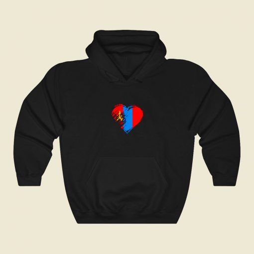 Grungy I Love Mongolia Heart Flag Funny Graphic Hoodie