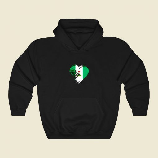 Grungy I Love Nigeria Heart Flag Funny Graphic Hoodie