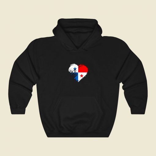 Grungy I Love Panama Heart Flag Funny Graphic Hoodie