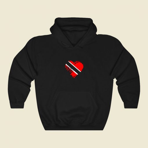 Grungy I Love Trinidad And Tobago Heart Flag Funny Graphic Hoodie