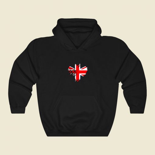 Grungy I Love United Kingdom Heart Flag Funny Graphic Hoodie