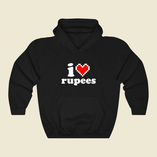 I Heart Rupees Funny Graphic Hoodie