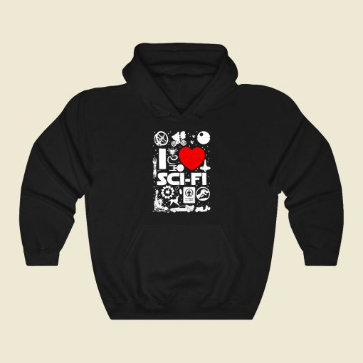 I Love Scifi Funny Graphic Hoodie