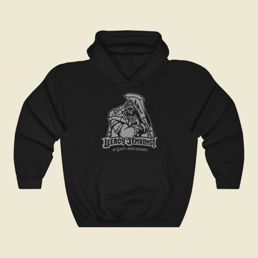 Leeroy Jenkins Grey Funny Graphic Hoodie