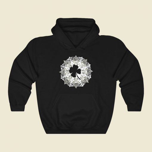 Mandala Circle Four Leaf Clover Funny Graphic Hoodie