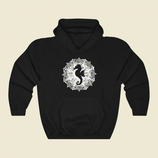 Mandala Circle Little Seahorse Funny Graphic Hoodie