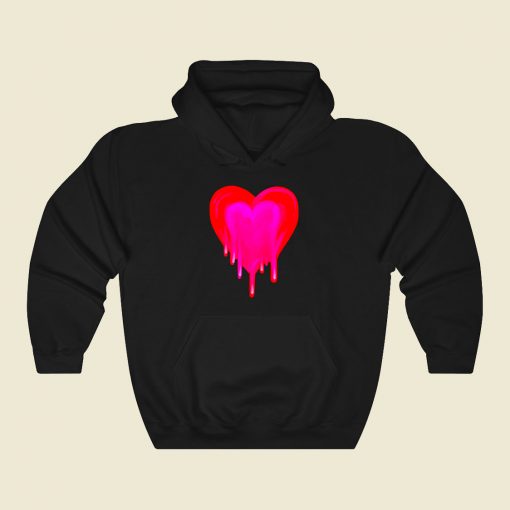 Melting Magenta Painted Heart Funny Graphic Hoodie