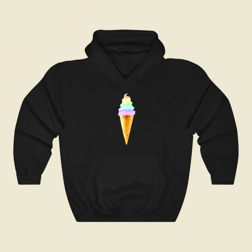 Rainbow Swirl Ice Cream Cone Funny Graphic Hoodie