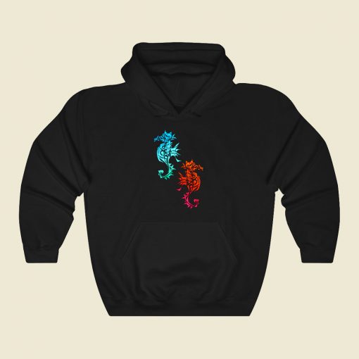 Seahorse Tattoo Duo Funny Graphic Hoodie