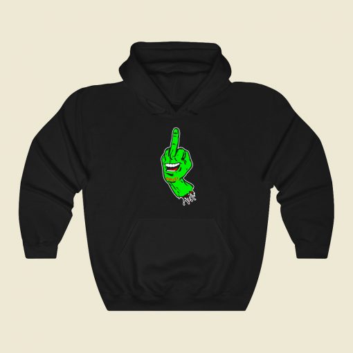 Smiling Hand Green Funny Graphic Hoodie