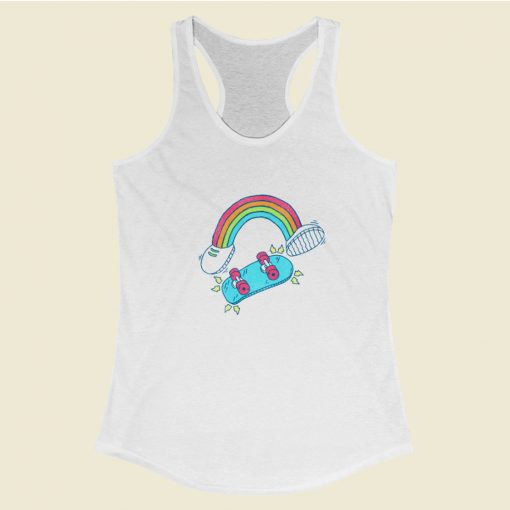 Radbow Rainbow Skateboarding Funny Racerback Tank Top