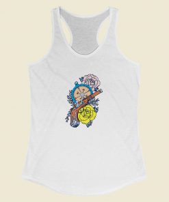 Compass With Flower Racerback Tank Top