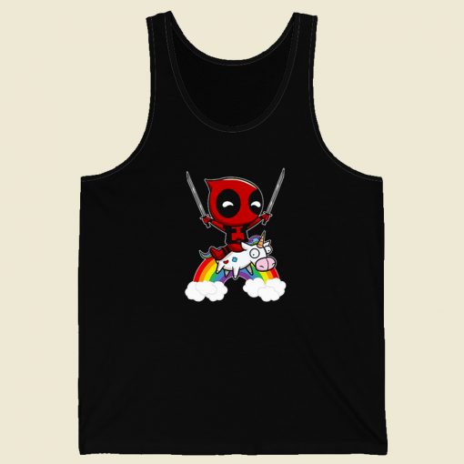 Funny Mini Deadpool And Unicorn Tank Top