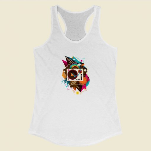 Retro Rainbow Turntable Racerback Tank Top