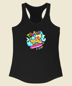 Funny Tubaler A Duck Surfing Racerback Tank Top