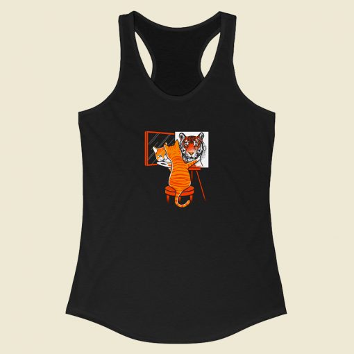 Cat Self Potrait Funny Racerback Tank Top