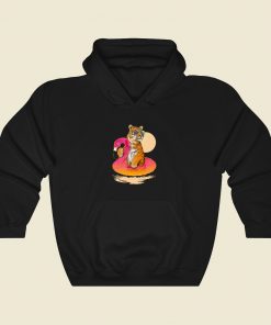 Tiger Chillin on Flamingo Float Hoodie Style