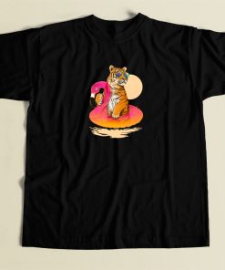 Tiger Chillin on Flamingo Float T Shirt Style