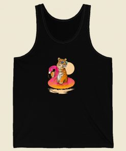 Tiger Chillin on Flamingo Float Tank Top