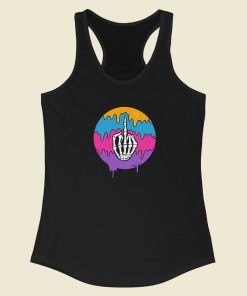 Middle Finger Skull Racerback Tank Top